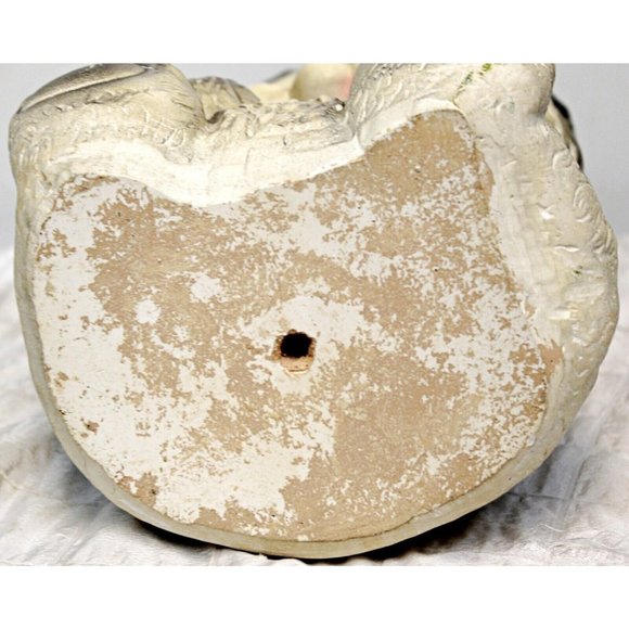 Vintage 12" Chalkware Smiling Bear Gray White Indoor Decor Figure - Picture 9 of 9